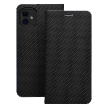 Etui z klapką na iPhone 11 Luna Book Carbon czarne-366157