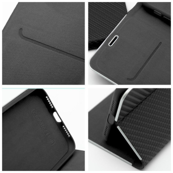 Etui z klapką na iPhone 13 Luna Book Carbon czarne-366756