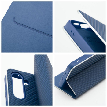 Etui z klapką na Samsung S22 Luna Book Carbon niebieskie-366807