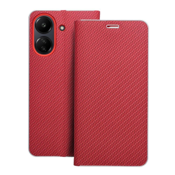 Etui z klapką na Xiaomi Redmi 13C / Poco C65 Luna Book Carbon czerwone