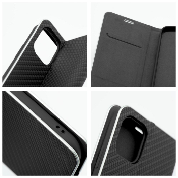 Etui z klapką na iPhone 16 Luna Book Carbon czarne-367806