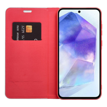Etui z klapką na Samsung A41 Luna Book Carbon czerwone-367997