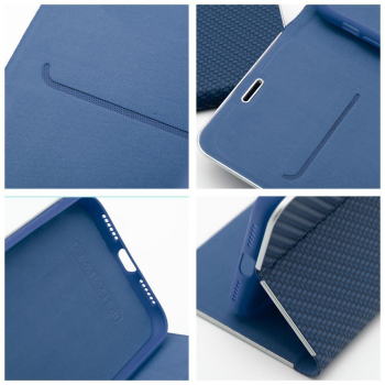 Etui z klapką na Xiaomi Redmi NOTE 14 4G (GLOBAL - 164,84mm x 78,15mm x 8,16mm) Luna Book Carbon niebieskie-368809