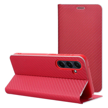 Etui z klapką na Xiaomi Redmi NOTE 14 4G (GLOBAL - 164,84mm x 78,15mm x 8,16mm) Luna Book Carbon czerwone