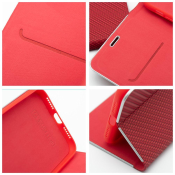 Etui z klapką na iPhone 17 PRO MAX / 18 PRO MAX Luna Book Carbon czerwone-368911