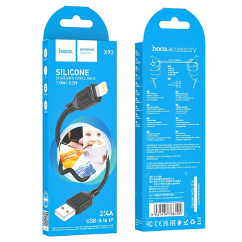 Kabel USB A do Micro USB Hoco 2,4A 1 m X90 czarny-372937