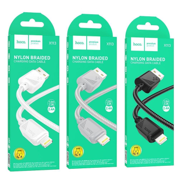 Kabel USB A do Lightning Hoco 2,4A 1 m X113 czarny-374076