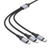 Kabel 3w1 USB A do Lightning / Micro USB / USB C Hoco 2,4A 1 m X102 czarny-376374