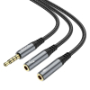 Kabel AUX 2w1 Jack 3,5 mm (męski) do 2 x Jack 3,5 mm (żeński) Hoco 0,25 m UPA21 szary (SC)-376489