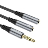 Kabel AUX 2w1 Jack 3,5 mm (męski) do 2 x Jack 3,5 mm (żeński) Hoco 0,25 m UPA21 szary (SC)-376491
