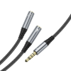 Kabel AUX 2w1 Jack 3,5 mm (męski) do 2 x Jack 3,5 mm (żeński) Hoco 0,25 m UPA21 szary (SC)-376492