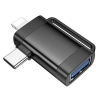 Adapter OTG 2w1 USB C / Lightning do USB A Hoco UA31F czarny-376545