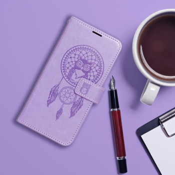 Etui z klapką na Samsung A52 5G / A52 LTE ( 4G ) / A52s 5G Mezzo Book łapacz snów fioletowe-380838