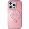 GUESS futerał do IPHONE 15 Pro kompatybilny z MagSafe GUHMP15LHRSGSP (Glitter Script Logo Ring stand) różowy-384737