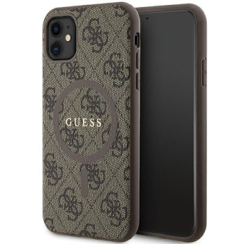 GUESS futerał do IPHONE 11 kompatybliny z MagSafe GUHMN61G4GFRW (4G Ring classic logo) brązowy