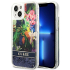 GUESS futerał do IPHONE 13 / 14 / 15 GUHCP14SLFLSB (Flower Liquid Glitter) niebieski