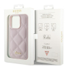 GUESS futerał do IPHONE 15 Pro GUHCP15LPSQSQSP (Quilted Metal Logo) różowy-385192