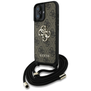 GUESS futerał do IPHONE 16 GUHCP16SP4GMGCRW (CBDY PU 4G Big Logo W/Cord Strap) brązowy