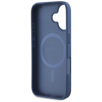 GUESS futerał do IPHONE 16 kompatybilny z MagSafe GUHMP16SPGNMPLMB (PU Grained Flowers Classic Logo) niebieski-385831