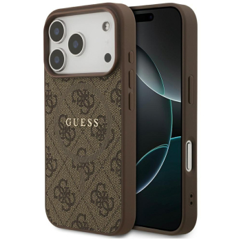 GUESS futerał do IPHONE 17 Pro kompatybilny z MagSafe GUHMP17LG4GFRW (PU 4G Ring Classic Logo) brązowy