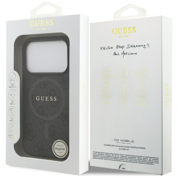 GUESS futerał do IPHONE 17 Pro kompatybilny z MagSafe GUHMP17LG4GFRK (PU 4G Ring Classic Logo) czarny-386300