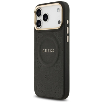 GUESS futerał do IPHONE 17 Pro Max kompatybilny z MagSafe GUHMP17XPSAMSECK (PU W/ Peony Hot Stamp) czarny-386625