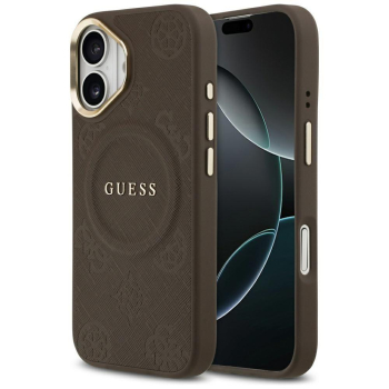 GUESS futerał do IPHONE 17 kompatybilny z MagSafe GUHMP17SPSAMSECW (PU W/ Peony Hot Stamp) brązowy