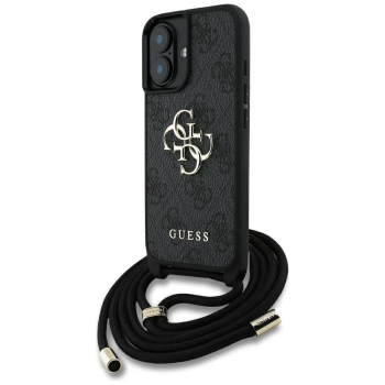 GUESS futerał do IPHONE 16 Plus GUHCP16MP4GMGCRK (CBDY PU 4G Big Logo W/Cord Strap) czarny