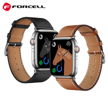 Pasek do Apple Watch Forcell F-Design FA20 dziurki skóra ekologiczna 42 / 44 / 45 / 49 mm brązowy-435715