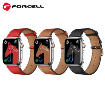 Pasek do Apple Watch Forcell F-Design FA20 dziurki skóra ekologiczna 42 / 44 / 45 / 49 mm czarny-435728