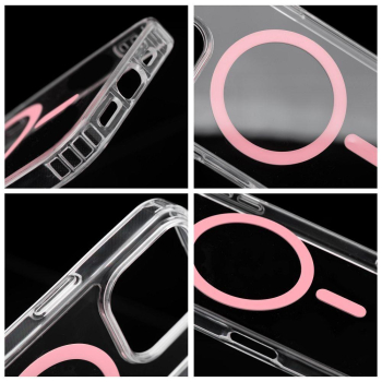 Etui na iPhone 15 PRO Drop Glue Colorful Ring Mag Cover zgodne z MagSafe różowe-437892