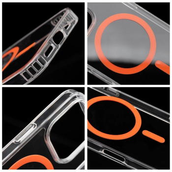 Etui na Samsung A56 Drop Glue Colorful Ring Mag Cover zgodne z MagSafe pomarańczowe-438088