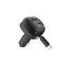 Ładowarka samochodowa Forcell F-Energy Alu USB C + USB A + zwijany kabel USB C PD QC4.0 SFC2.0 3A 75W czarna-470910