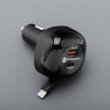 Ładowarka samochodowa Forcell F-Energy Alu USB C + USB A + zwijany kabel USB C PD QC4.0 SFC2.0 3A 75W czarna-470915