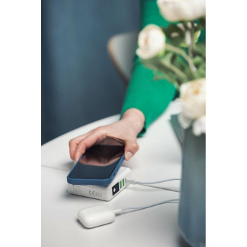 Wielofunkcyjna ładowarka Forcell F-Energy 4w1 2 x USB A + USB C 15W + power bank 8000mAh + ładowanie bezprzewodowe bia