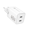 Ładowarka sieciowa do telefonu Forcell F-Energy Mini GaN III 2 x USB C PD QC4.0 45W VT-36B biała-471179