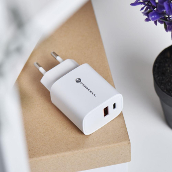 Ładowarka sieciowa do telefonu Forcell F-Energy USB C + USB A QC4.0 PD 3A 30W TFK-TC-30WPD biała-471066