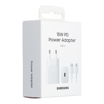 SAMSUNG oryginalna ładowarka sieciowa Typ C + kabel Typ C do Typ C PD 3A 15W EP-T1510XWEGEU biała blister-472134