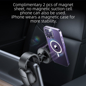 Uchwyt na telefon do samochodu magnetyczny zgodny z MagSafe Forcell F-Grip MagFlex do szyby / deski czarny-472791