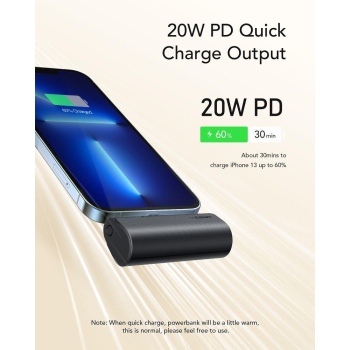 Powerbank Veger PlugOn (W0556P) PD QC3.0 3A 20W 5000 mAh z wbudowanym złączem Lightning czarny-475181
