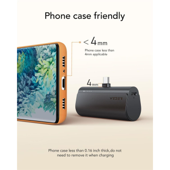Powerbank Veger PlugOn (W0556/V0556) PD QC3.0 3A 20W 5000 mAh z wbudowanym złączem Typ C czarny-475215