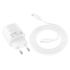 Ładowarka sieciowa do telefonu Hoco 2 x USB C + 2 x USB A QC3.0 PD 3A 30W + kabel USB C do Lightning N56 biała-493655