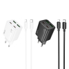 Ładowarka sieciowa do telefonu Hoco 2 x USB C + 2 x USB A QC3.0 PD 3A 30W + kabel USB C do Lightning N56 biała-493656