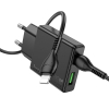 Ładowarka sieciowa do telefonu Hoco Slim USB A + USB C QC3.0 PD 3A 20W + kabel USB C do Lightning N38 czarna-493711