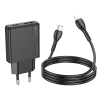 Ładowarka sieciowa do telefonu Hoco Slim USB A + USB C QC3.0 PD 3A 20W + kabel USB C do Lightning N38 czarna-493715