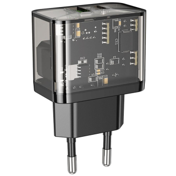 Ładowarka sieciowa do telefonu Hoco USB A + USB C QC3.0 PD 3A 20W N34 transparentna-493641