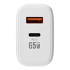 Ładowarka sieciowa do telefonu VEGER USB A + Typ C PD QC3.0 3,25A 65W + kabel USB C do USB C TR67 biała-632627
