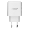 Ładowarka sieciowa do telefonu VEGER USB A + Typ C PD QC3.0 3,25A 65W + kabel USB C do USB C TR67 biała-632631